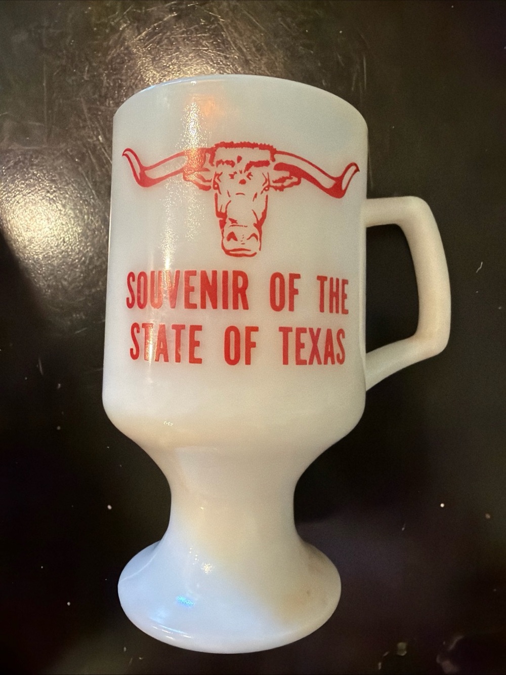 White and Red Texas Souvenir Pedestal Mug